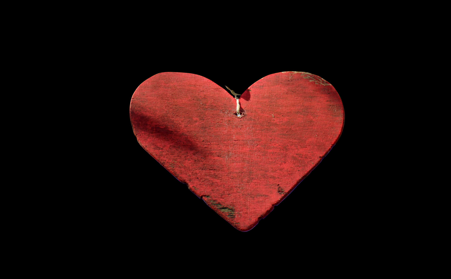 Red Wooden Heart Black Background PNG Image