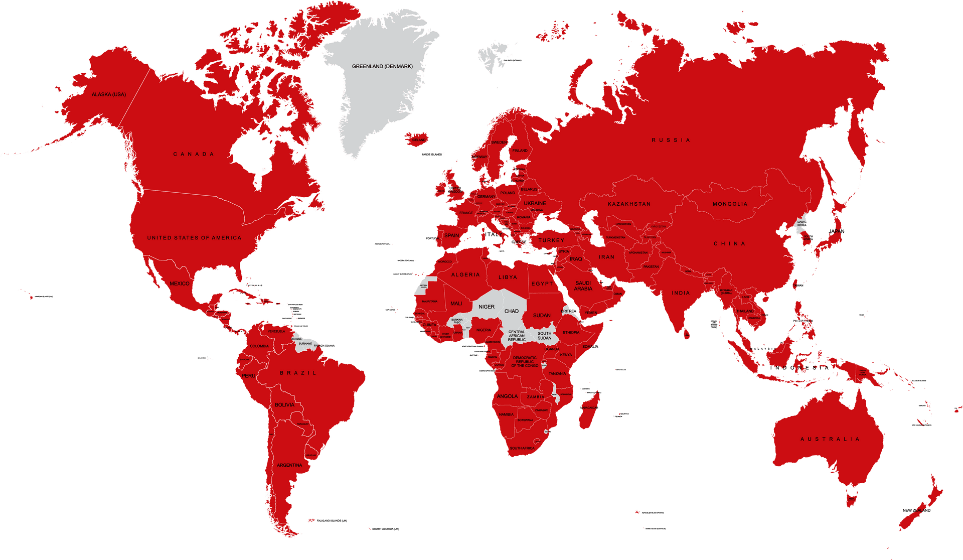 Red World Map PNG Image