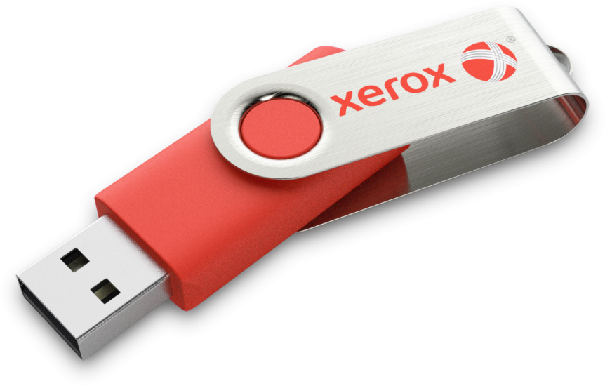 Red Xerox Branded U S B Flash Drive PNG Image