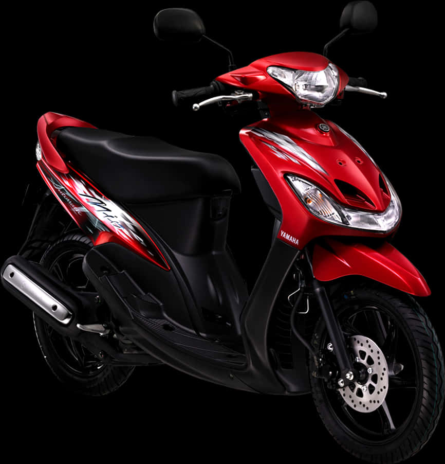 Red Yamaha Scooter Black Background PNG Image