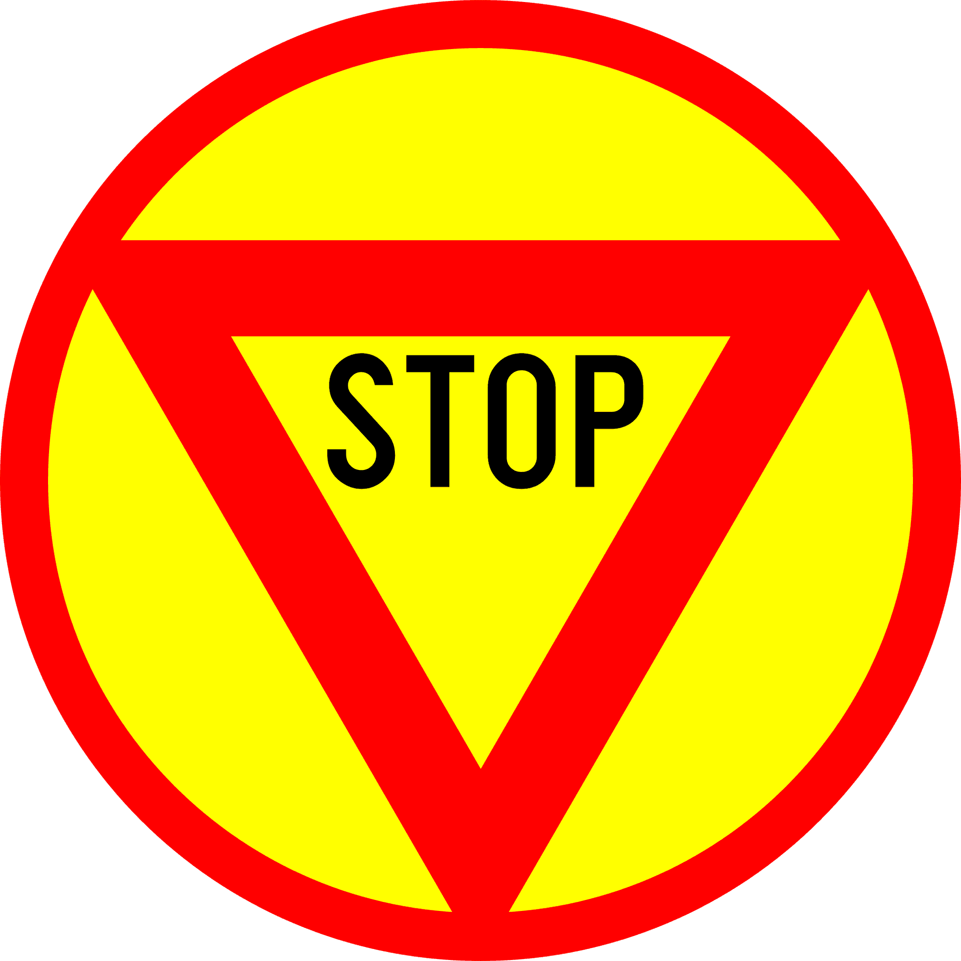 Red Yellow Stop Sign Graphic PNG Image