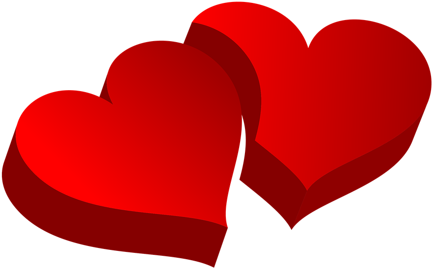 Red3 D Hearts Graphic PNG Image