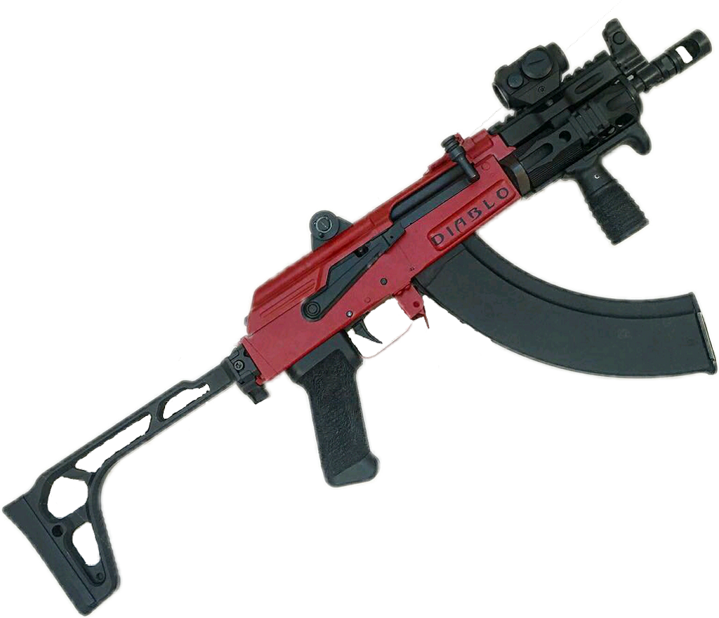 Redand Black Assault Rifle PNG Image