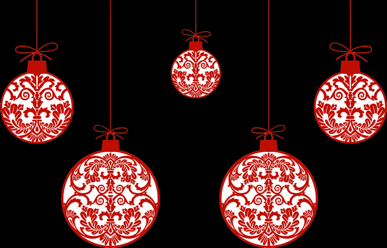 Redand Black Christmas Ornaments PNG Image