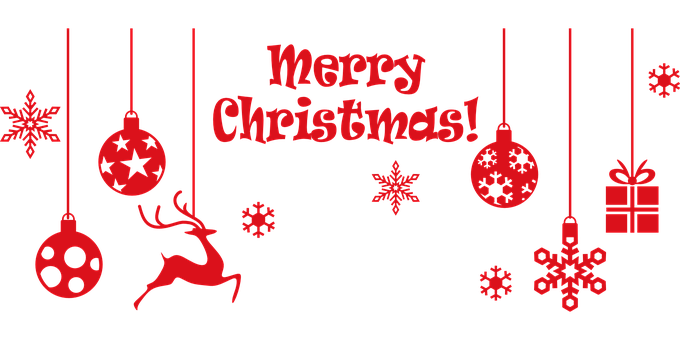 Redand Black Merry Christmas Greeting PNG Image