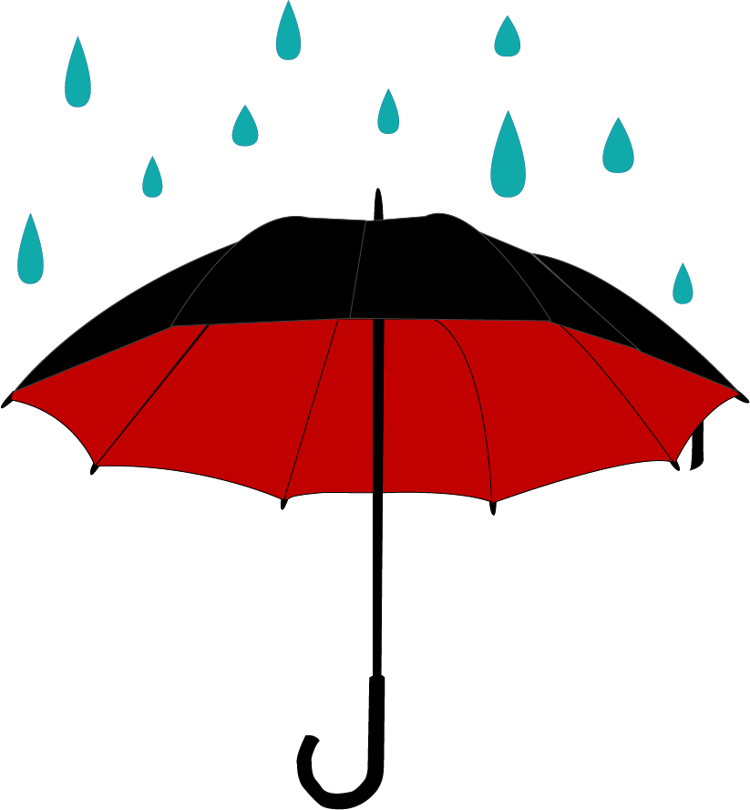 Redand Black Umbrella Raindrops PNG Image