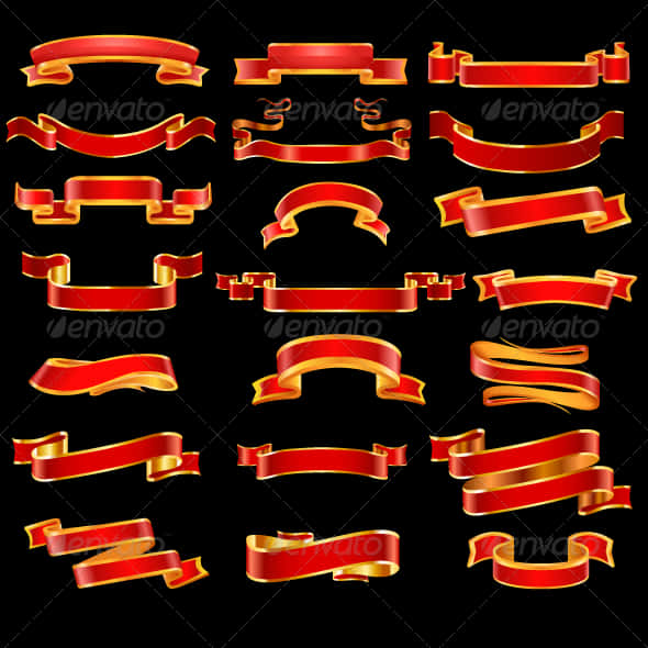 Redand Gold Banner Collection PNG Image