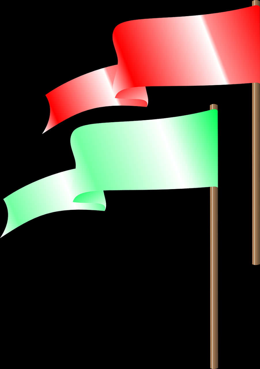 Redand Green Banners Graphic PNG Image