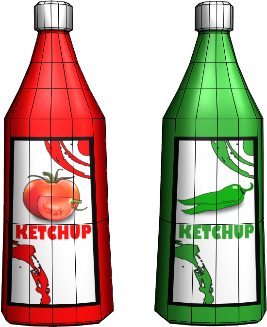 Redand Green Ketchup Bottles PNG Image