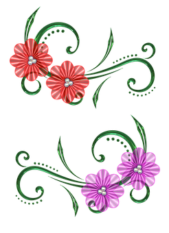 Redand Purple Floral Design PNG Image