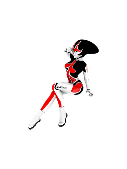 Redand White Anime Girl Illustration PNG Image