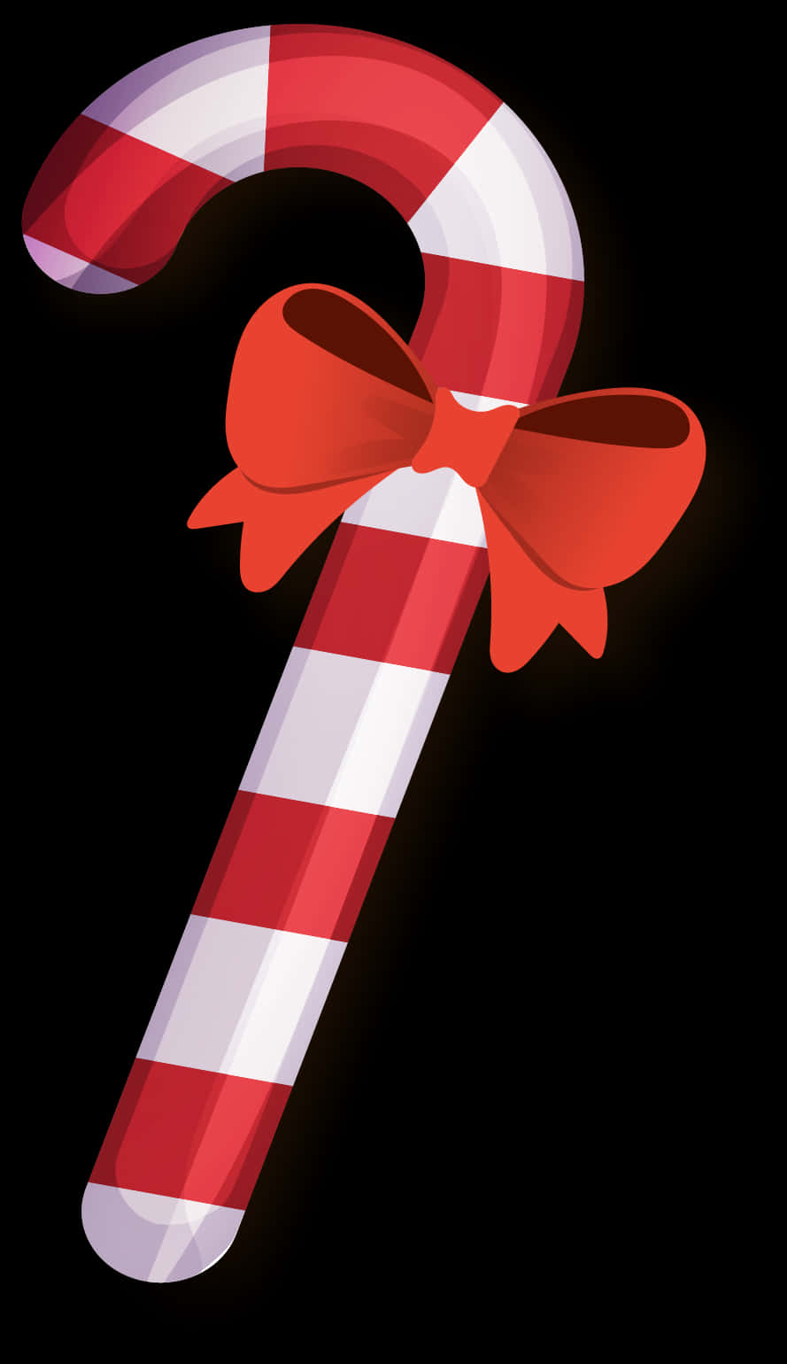 Redand White Candy Canewith Bow PNG Image