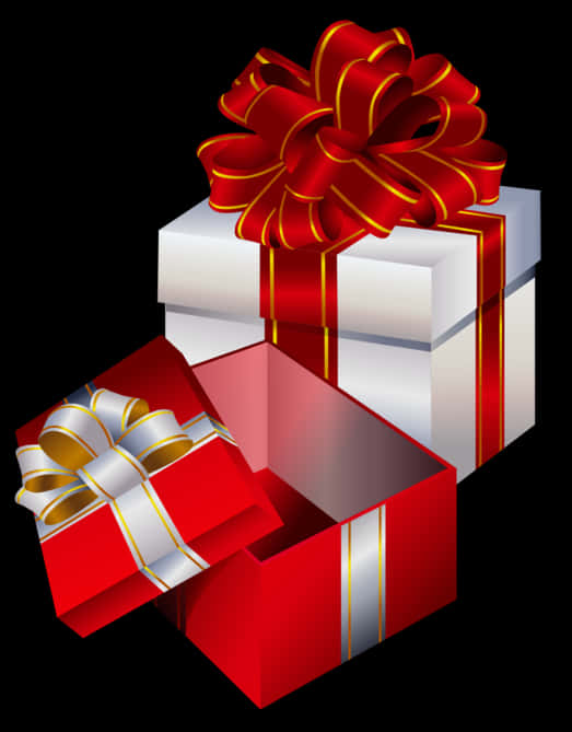 Redand White Gift Boxeswith Bows PNG Image