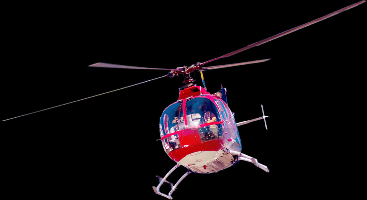 Redand White Helicopterin Flight PNG Image