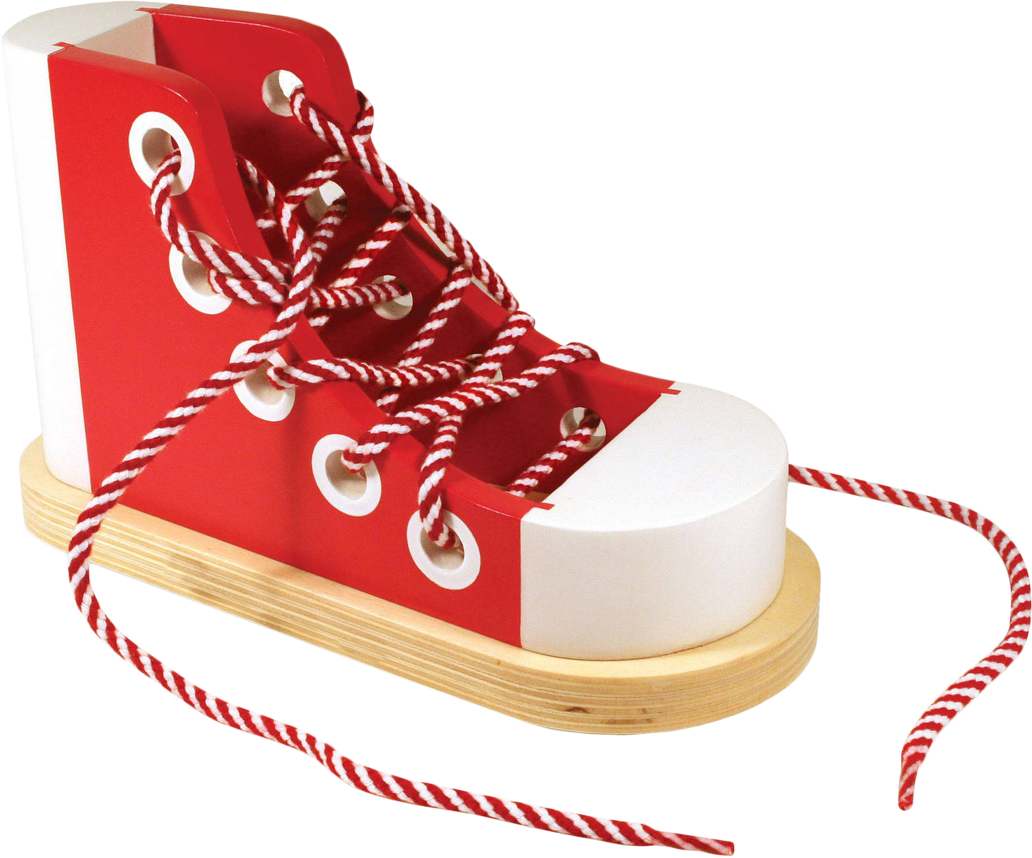 Redand White Laced Wooden Shoe Model PNG Image