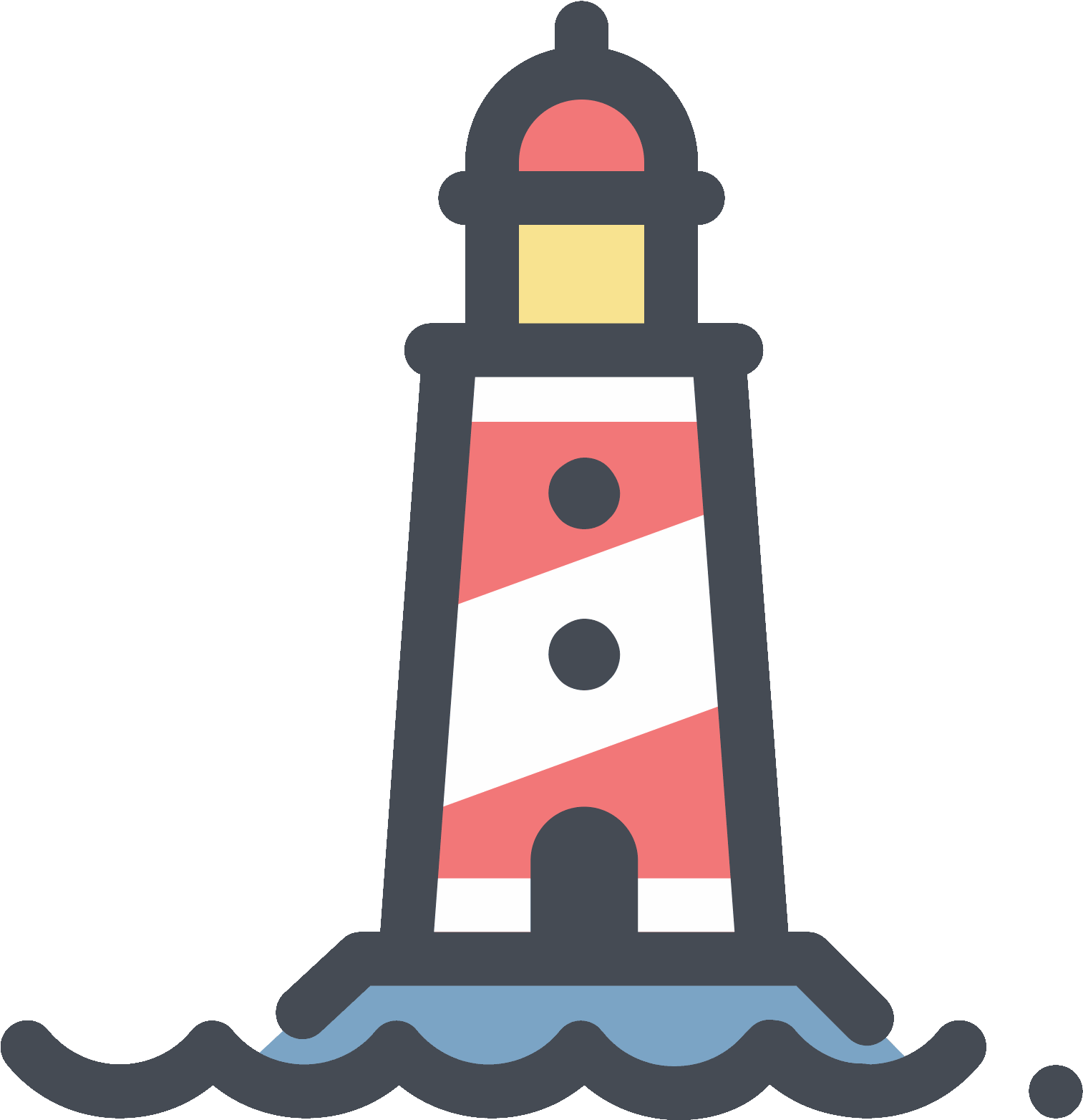 Redand White Striped Lighthouse Vector PNG Image