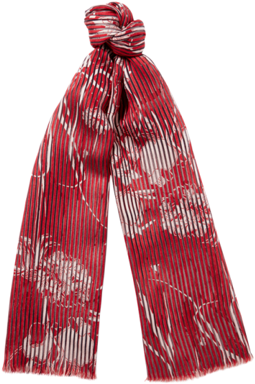 Redand White Striped Scarfwith Floral Pattern.png PNG Image