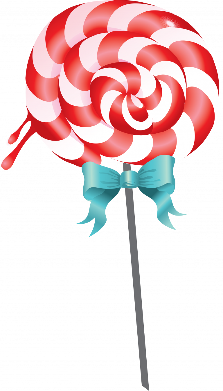 Redand White Swirl Lollipopwith Blue Bow PNG Image