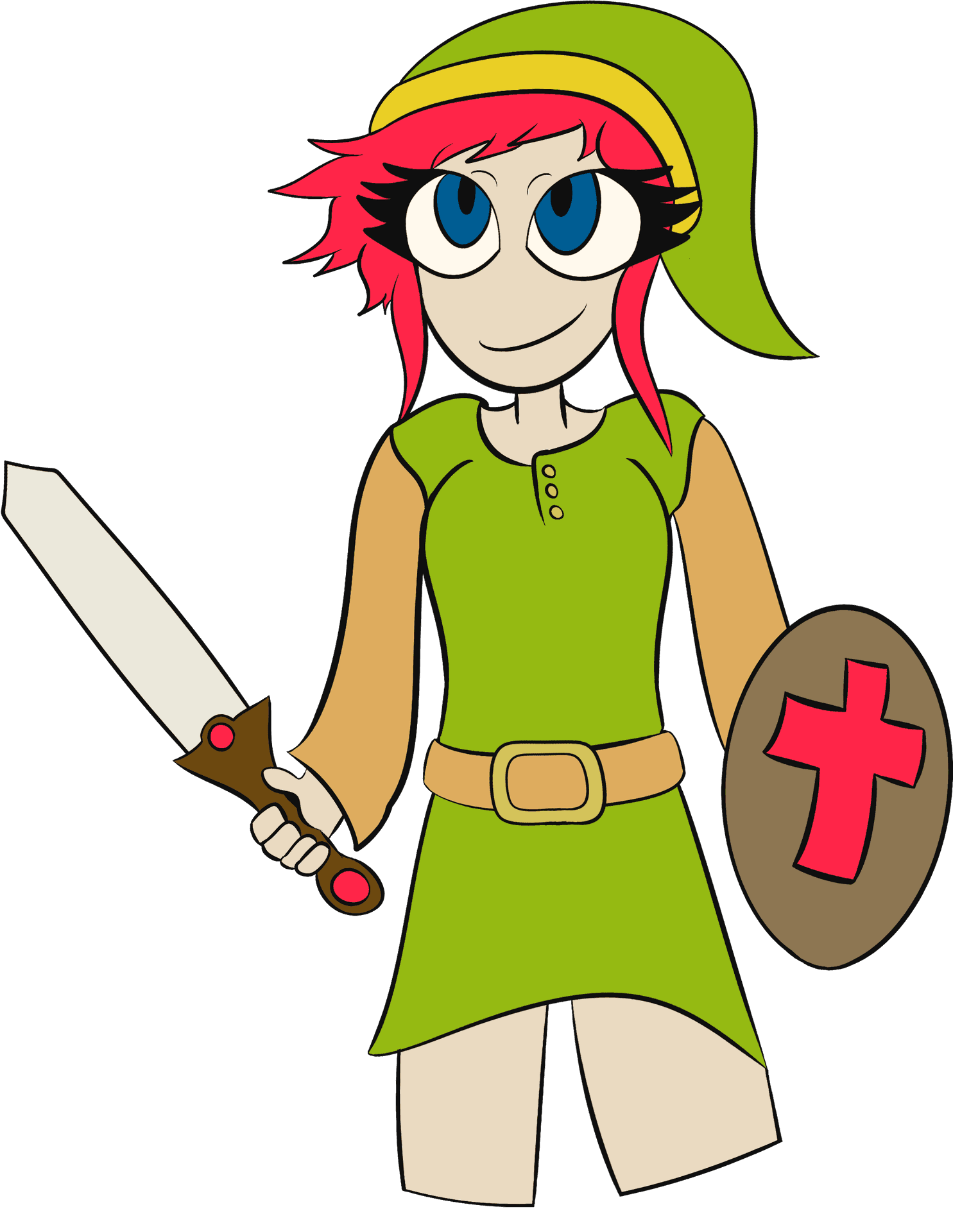 Redhead Anime Warrior Girl PNG Image