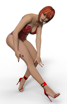 Redhead3 D Modelin Red Swimwear PNG Image