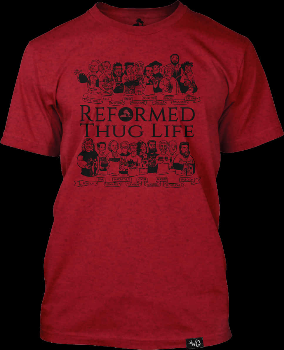 Reformed Thug Life Red Tshirt PNG Image