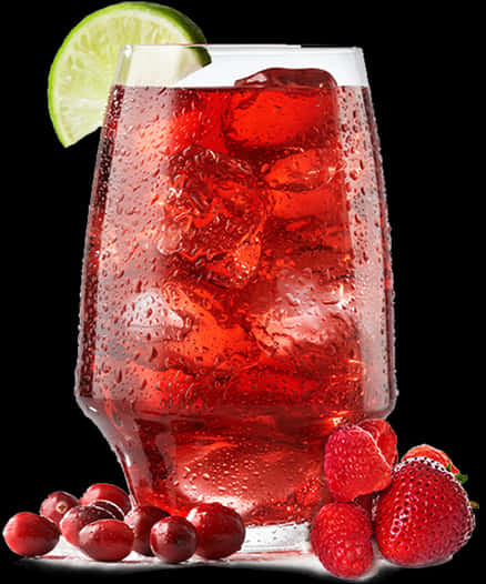 Refreshing Berry Citrus Juice Glass PNG Image