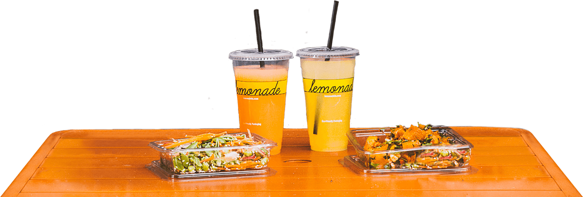 Refreshing Lemonadeand Healthy Saladson Table PNG Image