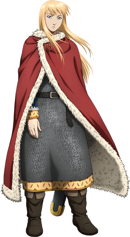 Regal Anime Characterin Red Cloak PNG Image