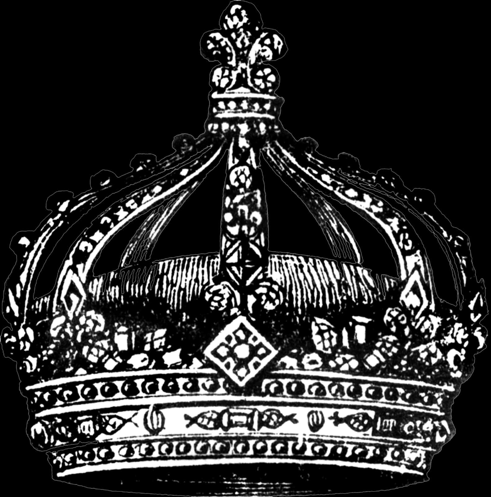 Regal Black Crown Illustration PNG Image