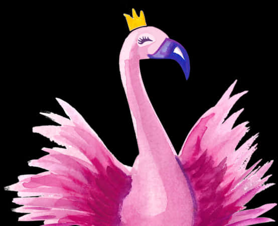 Regal Flamingo Watercolor PNG Image