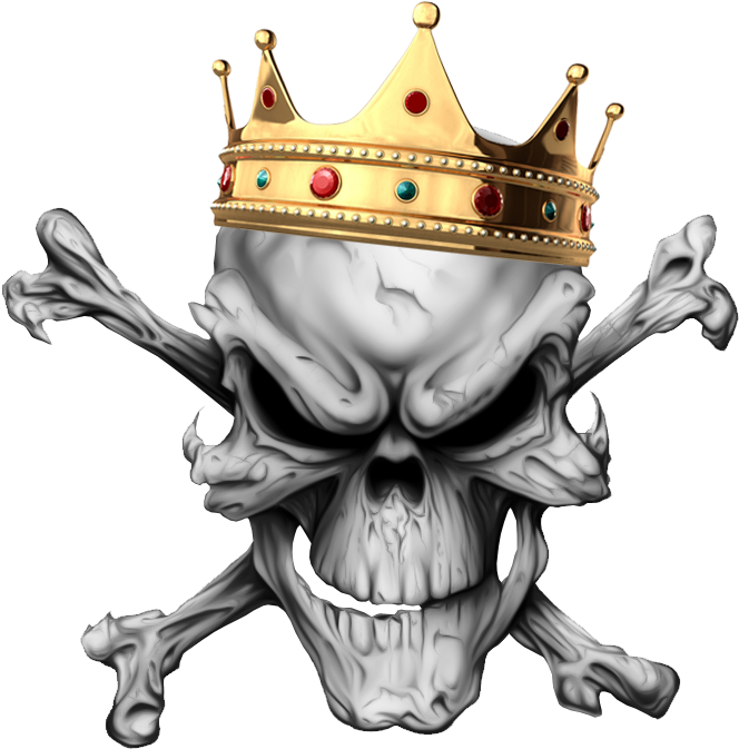 Regal Skullwith Crown Illustration PNG Image