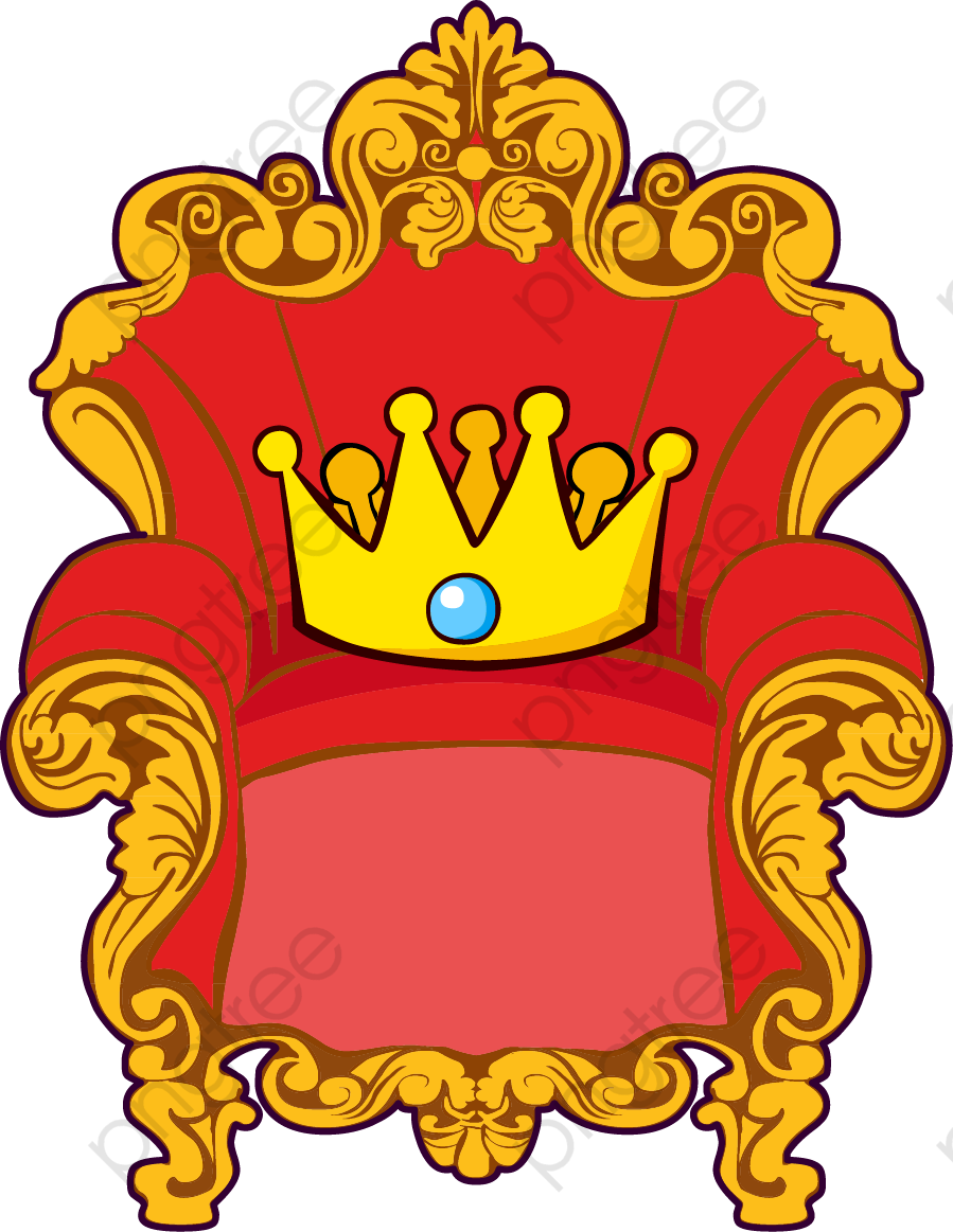 Regal Throne With Golden Crown Illustration PNG Image