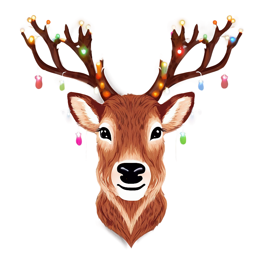 Reindeer Face With Lights Png Iec PNG Image