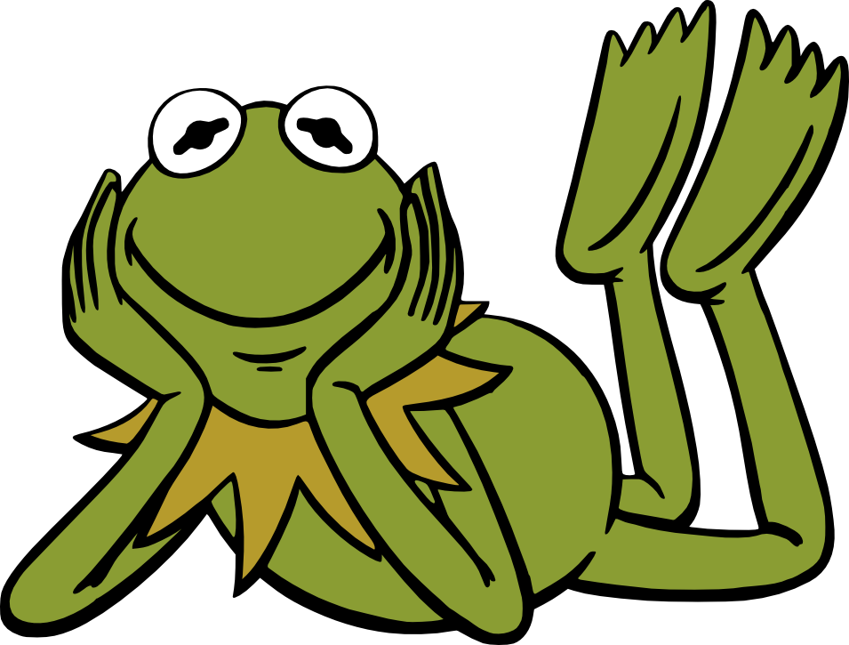 Relaxed Green Frog Cartoon PNG Image