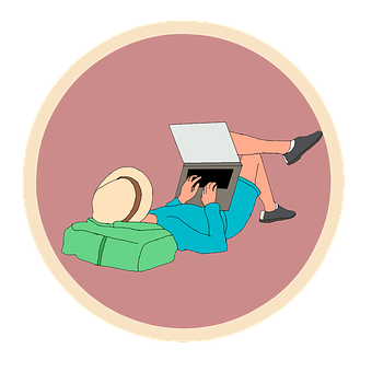 Relaxed Laptop Usage Illustration PNG Image