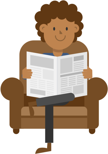 Relaxed Reading Man Illustration PNG Image