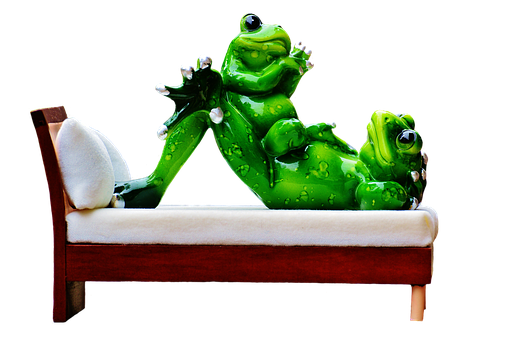 Relaxing Frogson Bench Figurine PNG Image