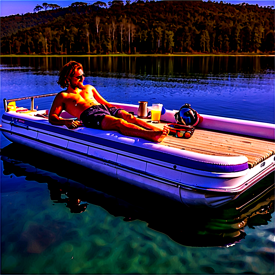 Relaxing Pontoon Lake Day Png Sro52 PNG Image