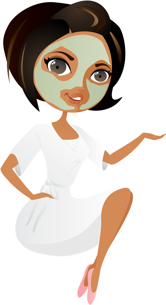 Relaxing Spa Facial Treatment Cartoon PNG Image