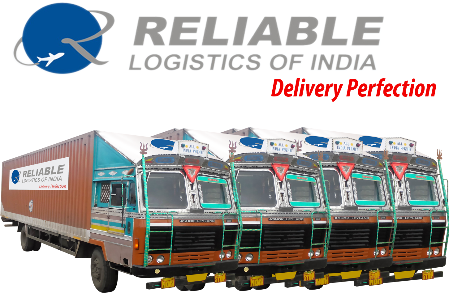 Reliable Logistics India Trucks Fleet PNG Image