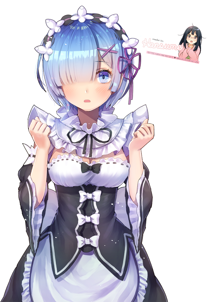 Rem Re Zero Maid With Flowers PNG Image