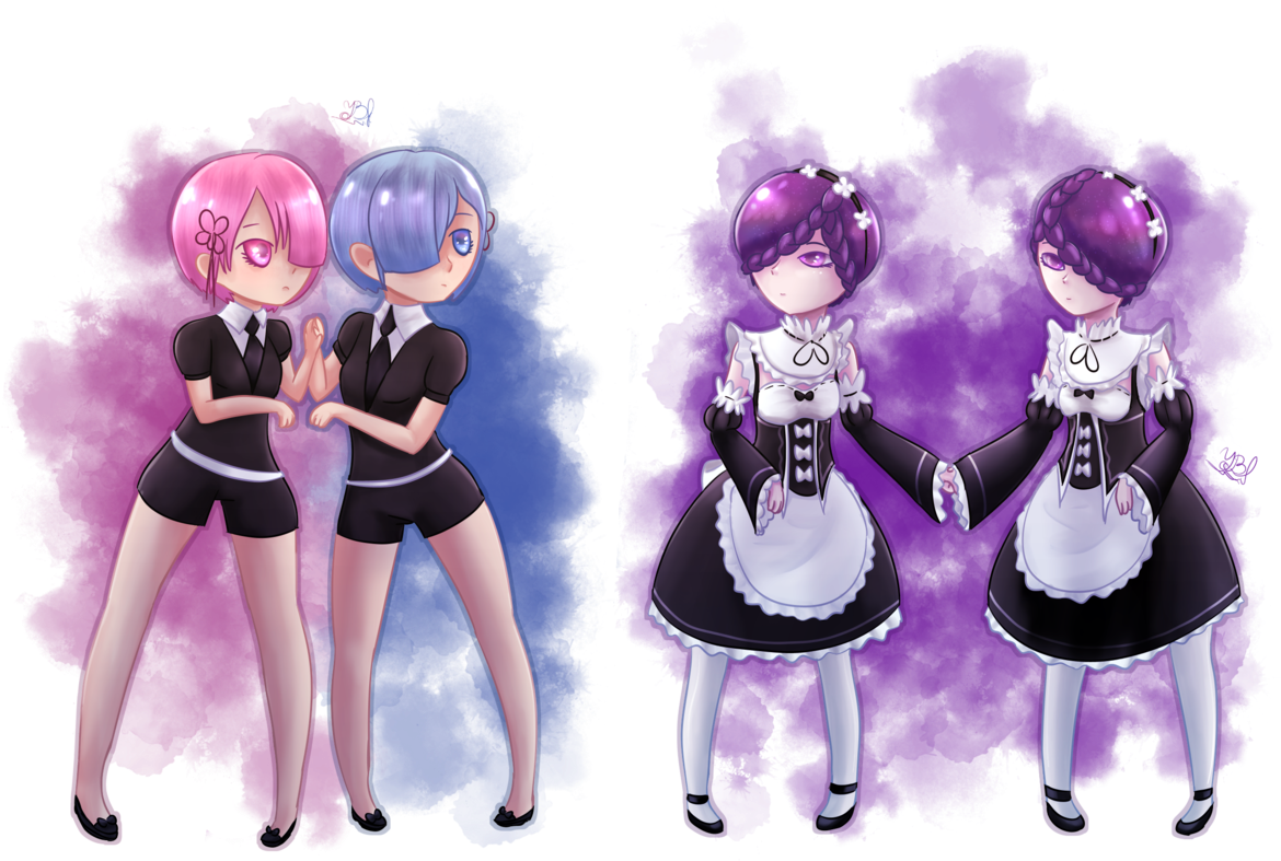 Remand Ram Twin Maids Re Zero PNG Image