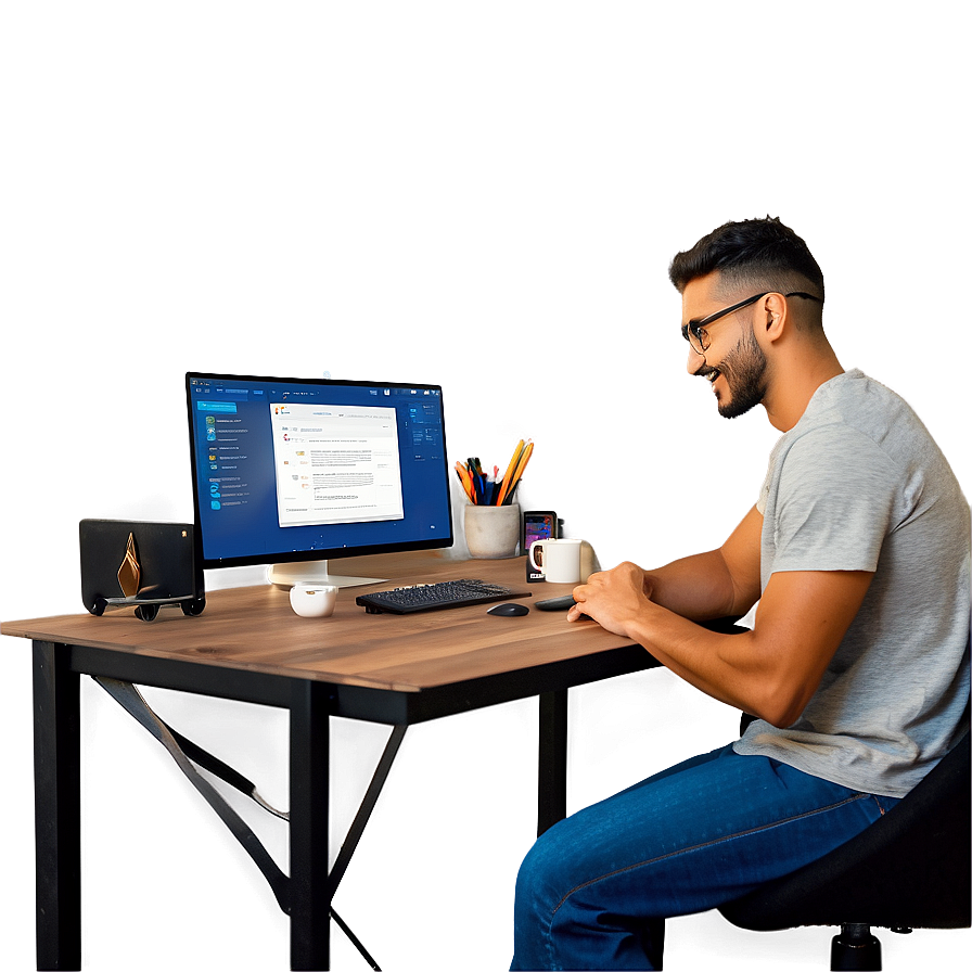 Remote Worker Setup Png Pmr PNG Image