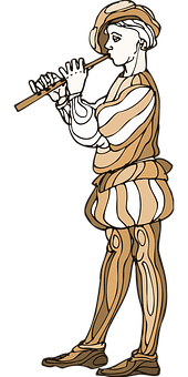 Renaissance Flute Player Illustration PNG Image