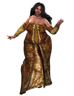 Renaissance Inspired Plus Size Model PNG Image