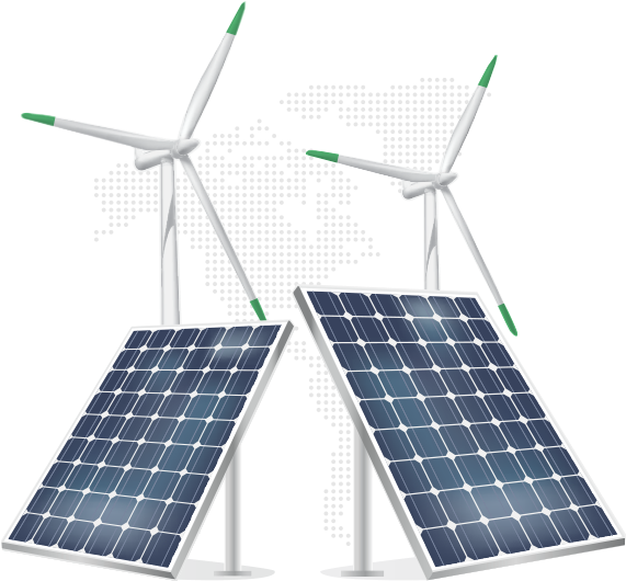 Renewable Energy Wind Turbines Solar Panels PNG Image