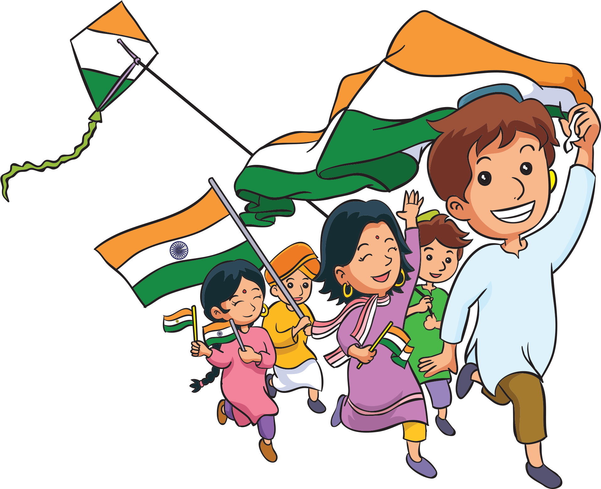 Republic Day Celebration Children Cartoon PNG Image