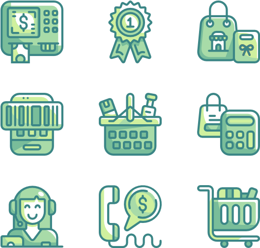 Retail Service Icons Set PNG Image