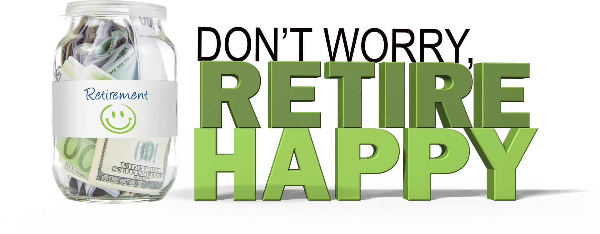 Retire Happy Savings Jar PNG Image