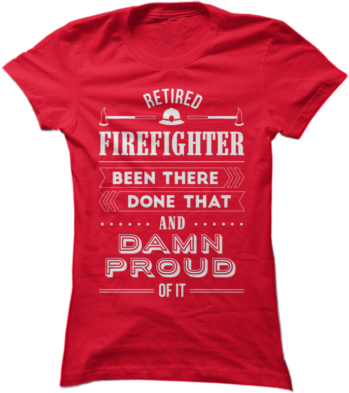 Retired Firefighter Pride Red Tshirt PNG Image